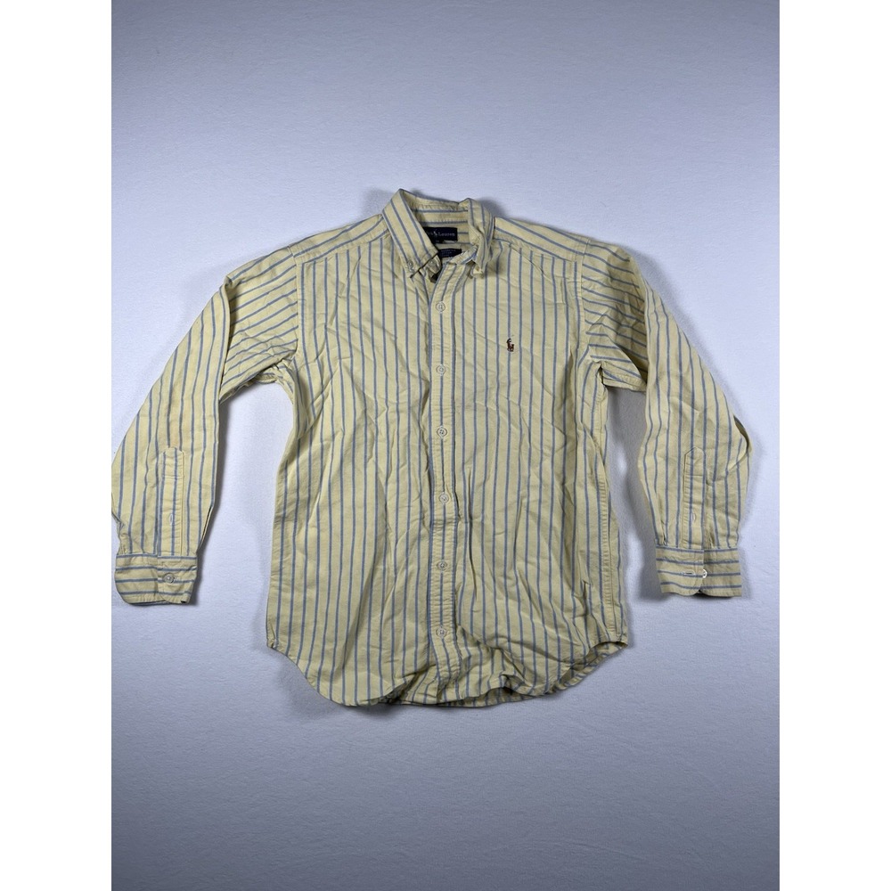 Ralph Lauren Dress Shirt Long Sleeve Yellow Button Up Boys Size 12 VTG Y2K
